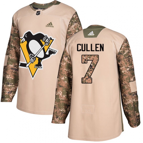 Youth Adidas Pittsburgh Penguins 7 Matt Cullen Authentic Camo Veterans Day Practice NHL Jersey