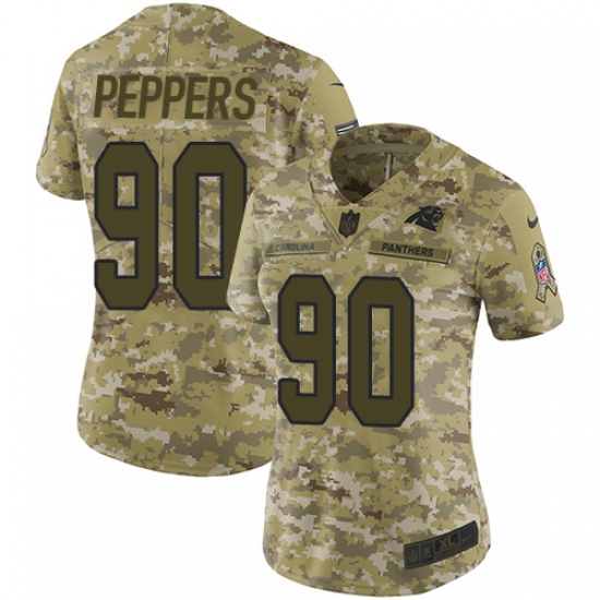 Women's Nike Carolina Panthers 90 Julius Peppers Limited Camo 2018 Salute to Service NFL Jersey