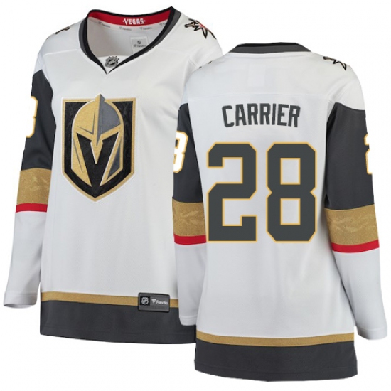 Women's Vegas Golden Knights 28 William Carrier Authentic White Away Fanatics Branded Breakaway NHL Jersey