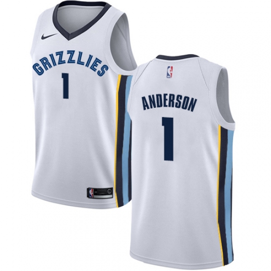 Men's Nike Memphis Grizzlies 1 Kyle Anderson Swingman White NBA Jersey - Association Edition