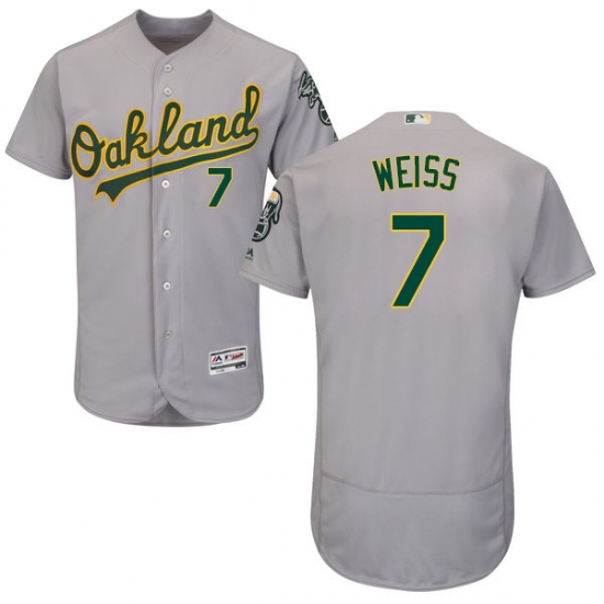 Men's Majestic Oakland Athletics 7 Walt Weiss Grey Road Flex Base Authentic Collection MLB Jersey