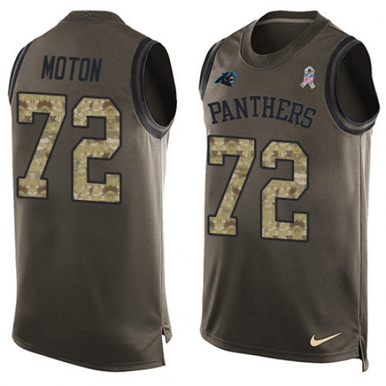 Men's Nike Carolina Panthers 72 Taylor Moton Limited Green Salute to Service Tank Top NFL Jersey