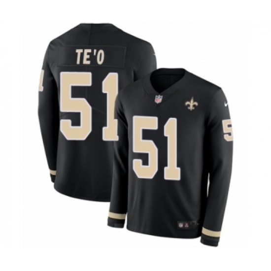 Men's Nike New Orleans Saints 51 Manti Te'o Limited Black Therma Long Sleeve NFL Jersey