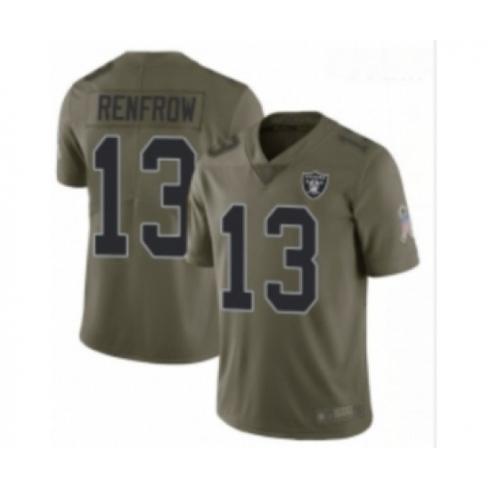 Youth Las Vegas Raiders 13 Hunter Renfrow Olive Stitched Football Limited 2017 Salute to Service Jersey