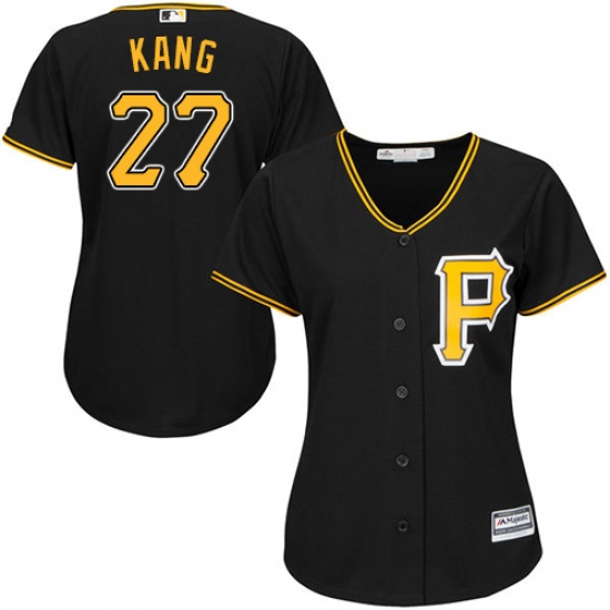 Women's Majestic Pittsburgh Pirates 27 Jung-ho Kang Authentic Black Alternate Cool Base MLB Jersey