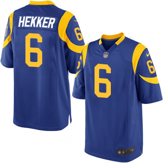 Men's Nike Los Angeles Rams 6 Johnny Hekker Game Royal Blue Alternate NFL Jersey