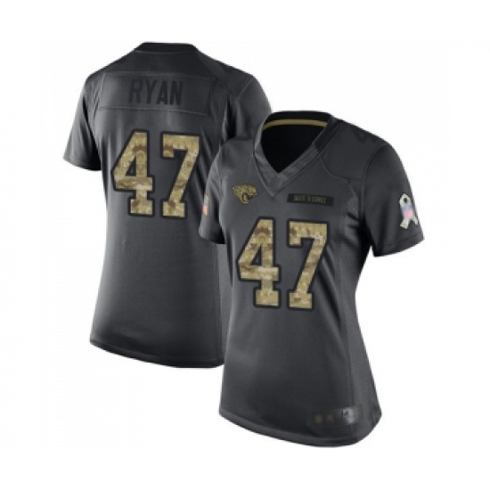 Women's Jacksonville Jaguars 47 Jake Ryan Limited Black 2016 Salute to Service Football Jersey