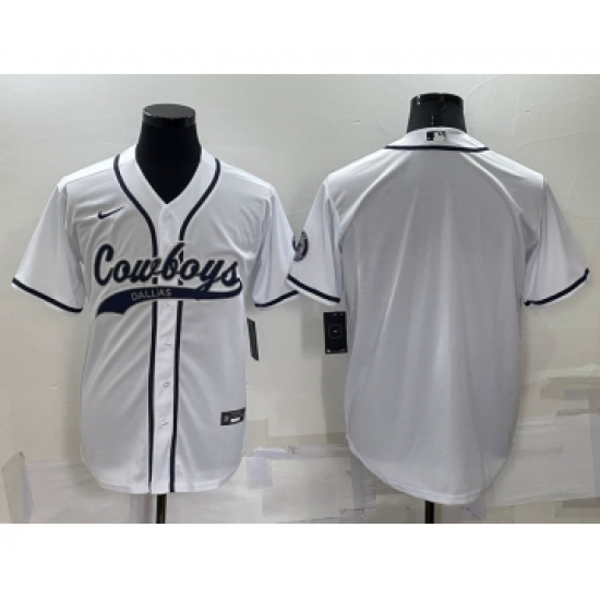 Men's Dallas Cowboys Blank White Stitched MLB Cool Base Nike Baseball Jersey