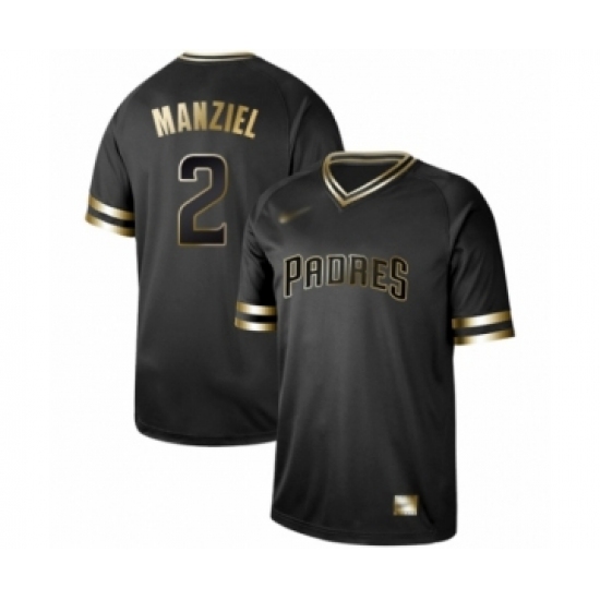 Men's San Diego Padres 2 Johnny Manziel Authentic Black Gold Fashion Baseball Jersey