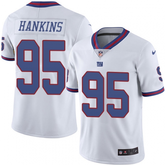 Men's New York Giants 95 Johnathan Hankins Limited White Rush NFL Jersey