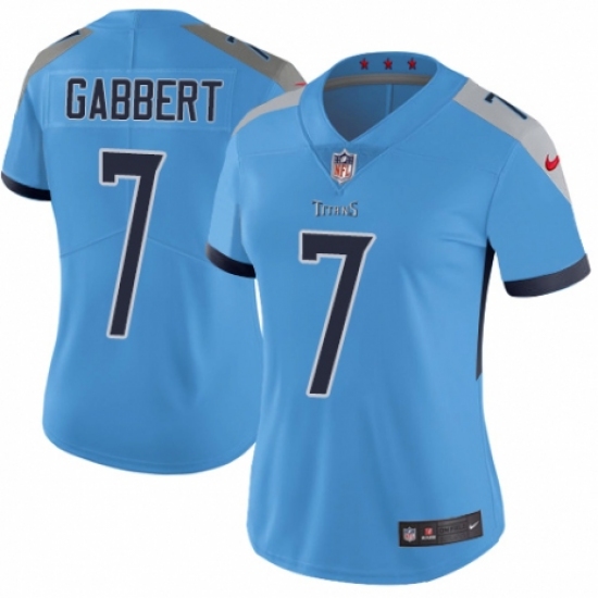 Women's Nike Tennessee Titans 7 Blaine Gabbert Light Blue Alternate Vapor Untouchable Elite Player NFL Jersey