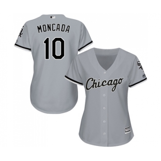 Women's Majestic Chicago White Sox 10 Yoan Moncada Replica Grey Road Cool Base MLB Jerseys