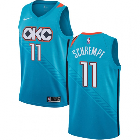 Men's Nike Oklahoma City Thunder 11 Detlef Schrempf Swingman Turquoise NBA Jersey - City Edition