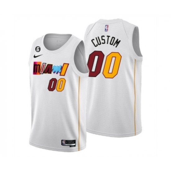 Men's Miami Heat Customized White 2022-23 Classic Edition With NO.6 Stitched Basketball Jersey