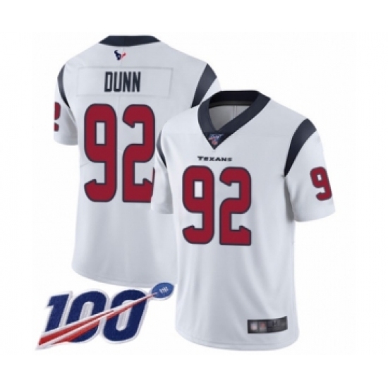 Men's Houston Texans 92 Brandon Dunn White Vapor Untouchable Limited Player 100th Season Football Jersey