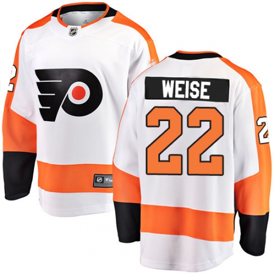 Youth Philadelphia Flyers 22 Dale Weise Fanatics Branded White Away Breakaway NHL Jersey