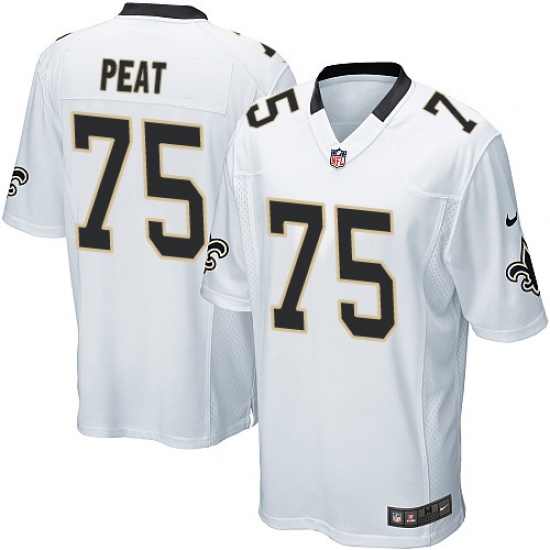 Men's Nike New Orleans Saints 75 Andrus Peat Game White NFL Jersey