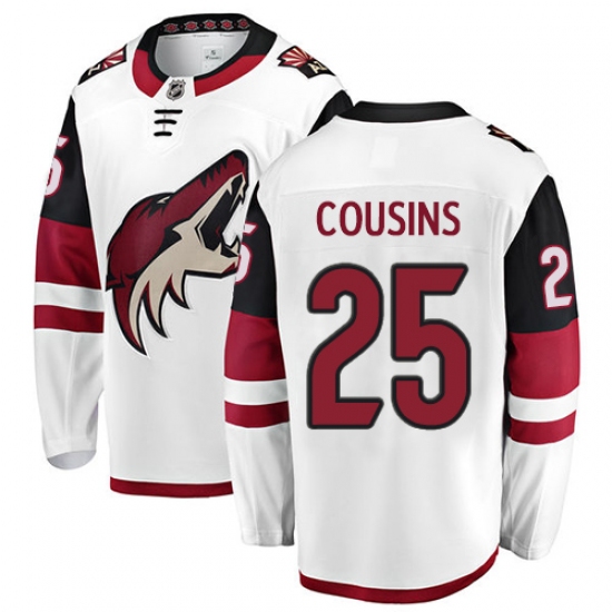 Men's Arizona Coyotes 25 Nick Cousins Authentic White Away Fanatics Branded Breakaway NHL Jersey