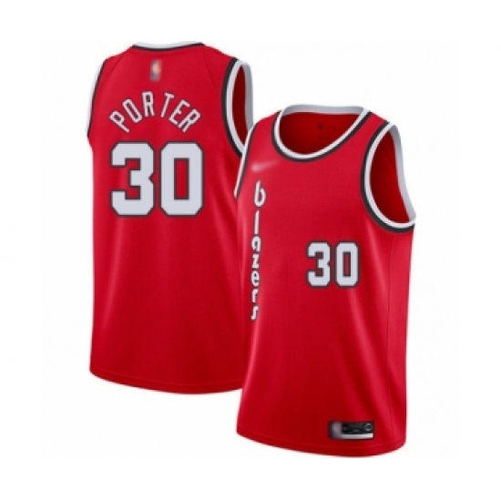 Men's Portland Trail Blazers 30 Terry Porter Authentic Red Hardwood Classics Basketball Jersey