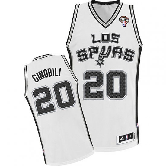 Men's Adidas San Antonio Spurs 20 Manu Ginobili Authentic White ABA Hardwood Classic NBA Jersey