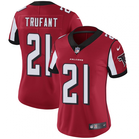 Women's Nike Atlanta Falcons 21 Desmond Trufant Red Team Color Vapor Untouchable Limited Player NFL Jersey