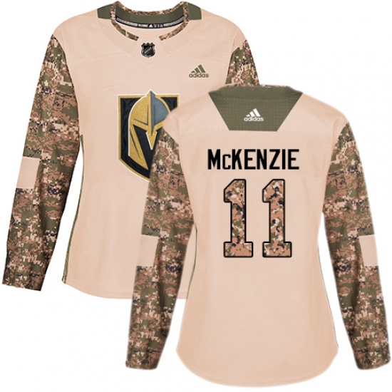 Women's Adidas Vegas Golden Knights 11 Curtis McKenzie Authentic Camo Veterans Day Practice NHL Jersey