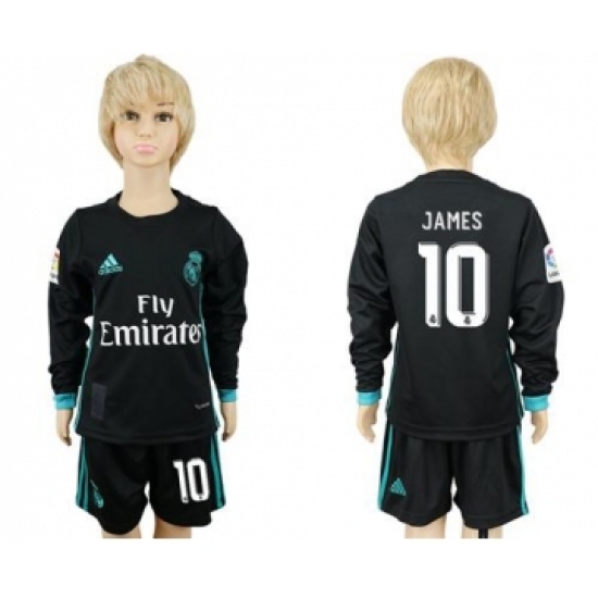 Real Madrid 10 James Away Long Sleeves Kid Soccer Club Jersey