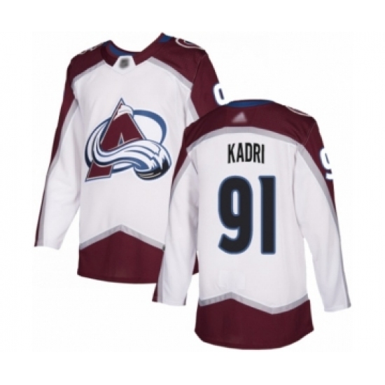 Youth Colorado Avalanche 91 Nazem Kadri Authentic White Away Hockey Jersey