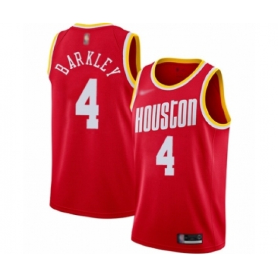 Men's Houston Rockets 4 Charles Barkley Authentic Red Hardwood Classics Finished Basketball Jersey