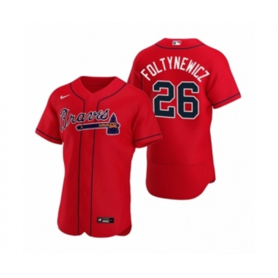 Men's Atlanta Braves 26 Mike Foltynewicz Nike Red Authentic 2020 Alternate Jersey