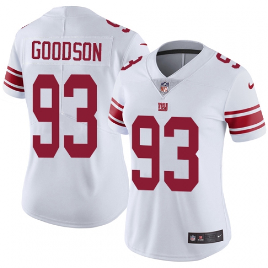 Women's Nike New York Giants 93 B.J. Goodson White Vapor Untouchable Elite Player NFL Jersey