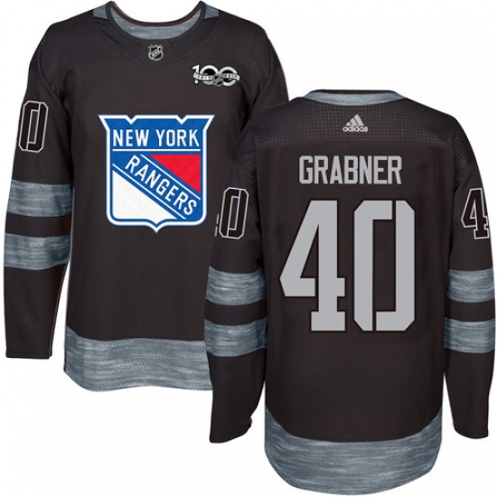 Men's Adidas New York Rangers 40 Michael Grabner Authentic Black 1917-2017 100th Anniversary NHL Jersey