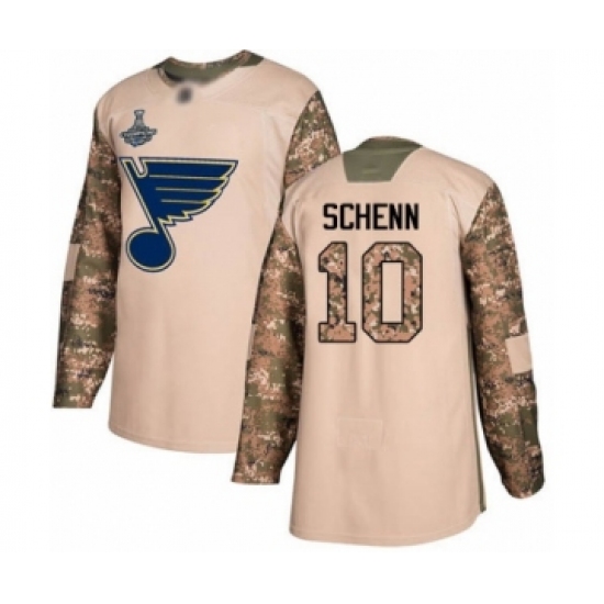 Youth St. Louis Blues 10 Brayden Schenn Authentic Camo Veterans Day Practice 2019 Stanley Cup Champions Hockey Jersey