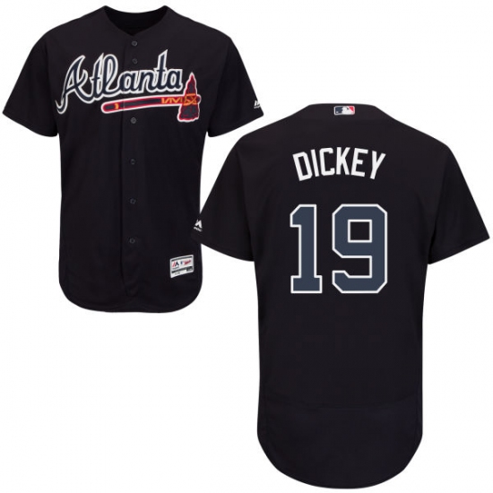 Men's Majestic Atlanta Braves 19 R.A. Dickey Blue Flexbase Authentic Collection MLB Jersey