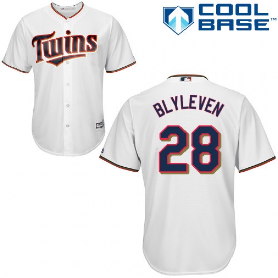 Youth Majestic Minnesota Twins 28 Bert Blyleven Authentic White Home Cool Base MLB Jersey