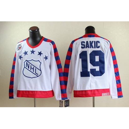 Nordiques 19 Joe Sakic White All Star CCM Throwback 75TH Stitched NHL Jersey