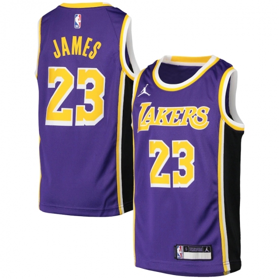 Youth Los Angeles Lakers 23 LeBron James Jordan Brand Purple 2020-21 Swingman Player Jersey