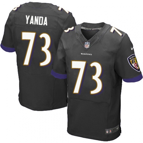 Men's Nike Baltimore Ravens 73 Marshal Yanda Elite Black Alternate NFL Jersey