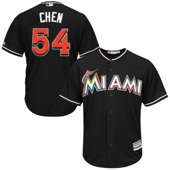 Youth Majestic Miami Marlins 54 Wei-Yin Chen Authentic Black Alternate 2 Cool Base MLB Jersey