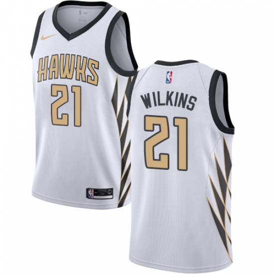 Women's Nike Atlanta Hawks 21 Dominique Wilkins Swingman White NBA Jersey - City Edition