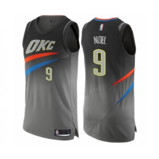 Men's Oklahoma City Thunder 9 Nerlens Noel Authentic Gray Basketball Jersey - City Edition