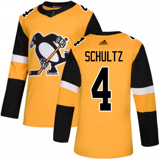 Men's Adidas Pittsburgh Penguins 4 Justin Schultz Premier Gold Alternate NHL Jersey