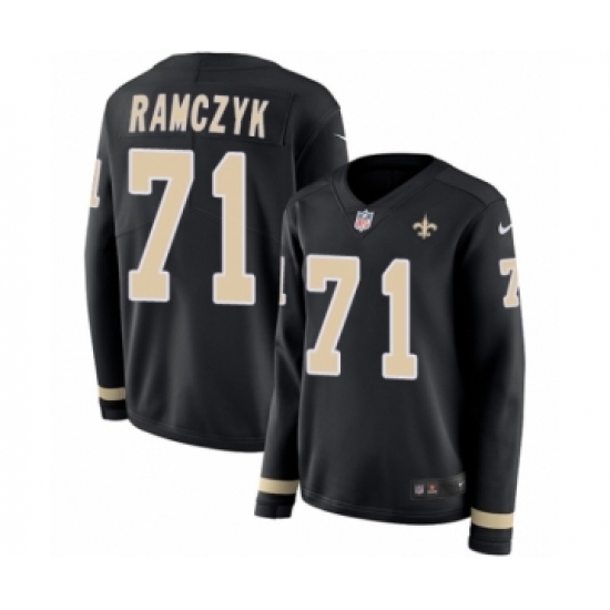 Women's Nike New Orleans Saints 71 Ryan Ramczyk Limited Black Therma Long Sleeve NFL Jersey