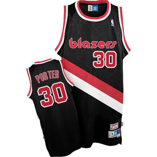 Men's Adidas Portland Trail Blazers 30 Terry Porter Authentic Black Throwback NBA Jersey