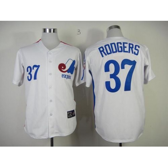 Mitchell And Ness Expos 37 Steve Rodgers White Throwback Stitched Baseball Jersey