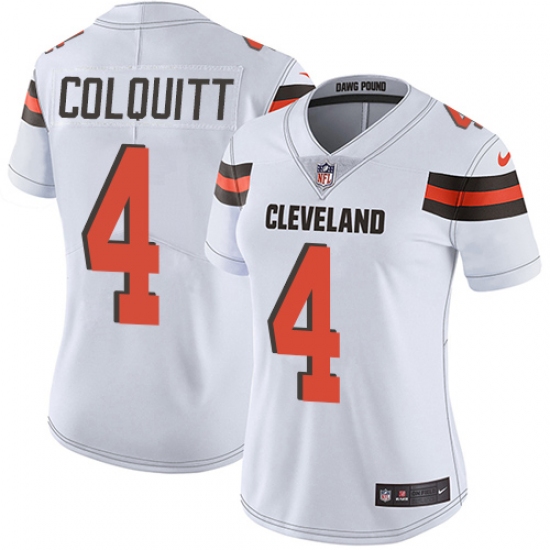Women's Nike Cleveland Browns 4 Britton Colquitt White Vapor Untouchable Limited Player NFL Jersey