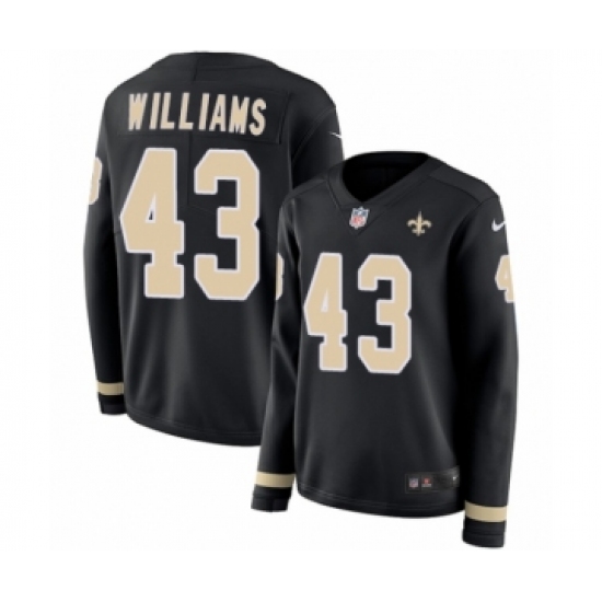 Women's Nike New Orleans Saints 43 Marcus Williams Limited Black Therma Long Sleeve NFL Jersey