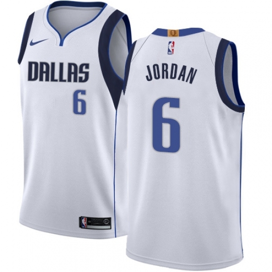 Youth Nike Dallas Mavericks 6 DeAndre Jordan Swingman White NBA Jersey - Association Edition