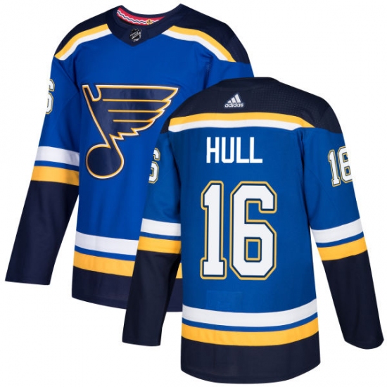 Youth Adidas St. Louis Blues 16 Brett Hull Authentic Royal Blue Home NHL Jersey