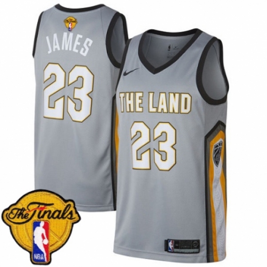 Women's Nike Cleveland Cavaliers 23 LeBron James Swingman Gray 2018 NBA Finals Bound NBA Jersey - City Edition